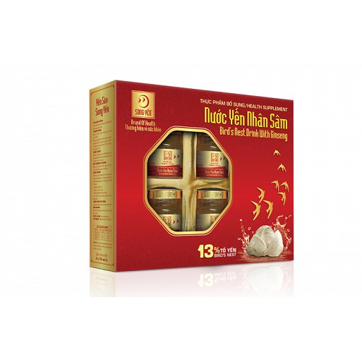 [SALE 3 NGÀY] KÈM TÚI SONG YẾN - Yến nhân sâm hộp 6 lọ (13% tổ yến)