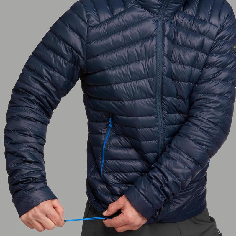 Áo khoác lông vũ đi bộ trekking full Decathlon Forclaz cho nam - xanh navy