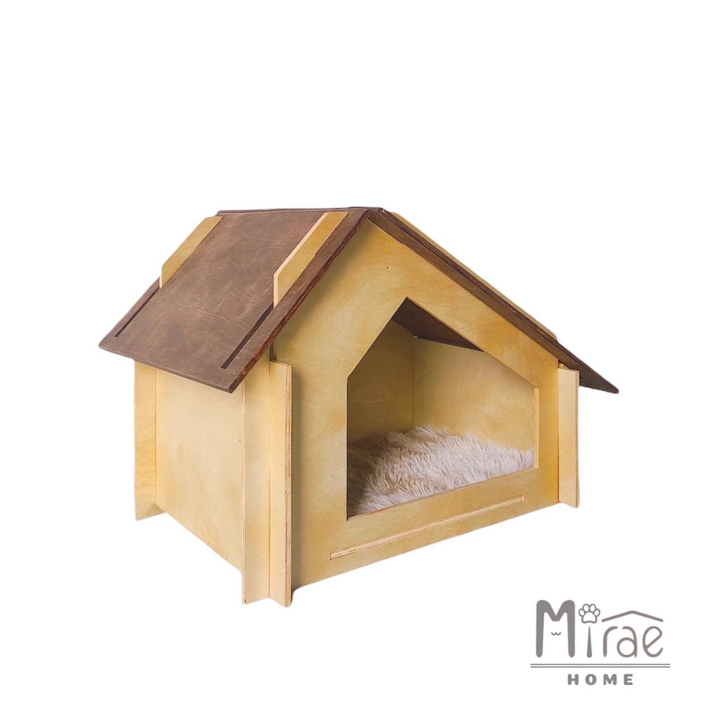 Nhà mèo, ổ mèo, ổ nằm gỗ MDF nhập khẩu cao cấp, dễ lắp ghép Size to phù hợp mèo 1-6kg Mirae Home MHCHPL03