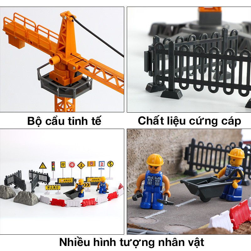 Đồ chơi trẻ em bộ giàn cẩu công trình gồm 37 chi tiết, nhựa an toàn, chi tiết sắc sảo, nhiều tạo hình khác nhau