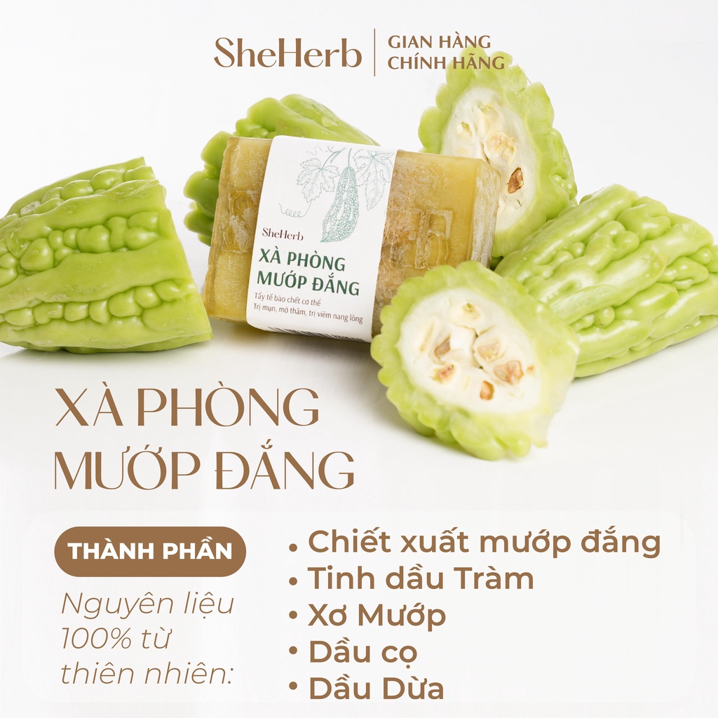 Xà Phòng Mướp Đắng Thiên Nhiên SheHerb Giảm Mụn, Mờ Thâm