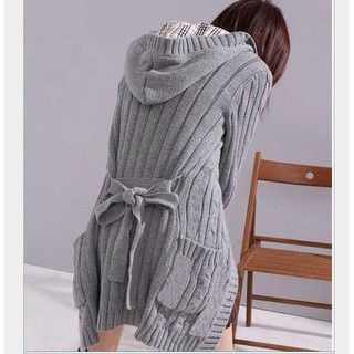 Áo khoác len form dài 02 lớp có nón