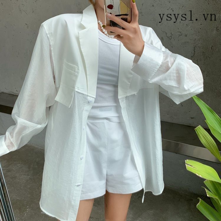 Áo Khoác Cardigan Mỏng Màu Trắng Trong Suốt Chống Tia Uv Thiết Kế Thoáng Khí Phong Cách Mới Cho Nữ