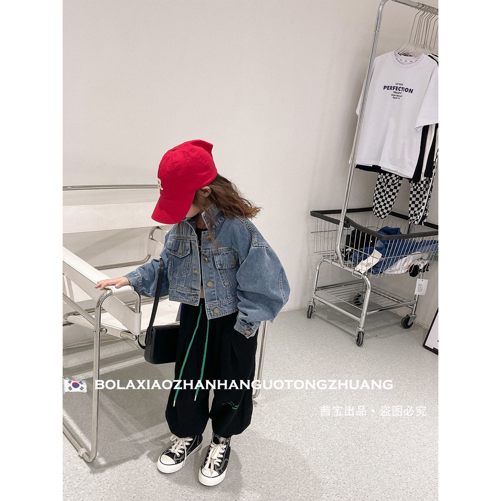 Áo Khoác Denim Dáng Ngắn Thời Trang Xuân Thu 2022 Mới Cho Bé Gái