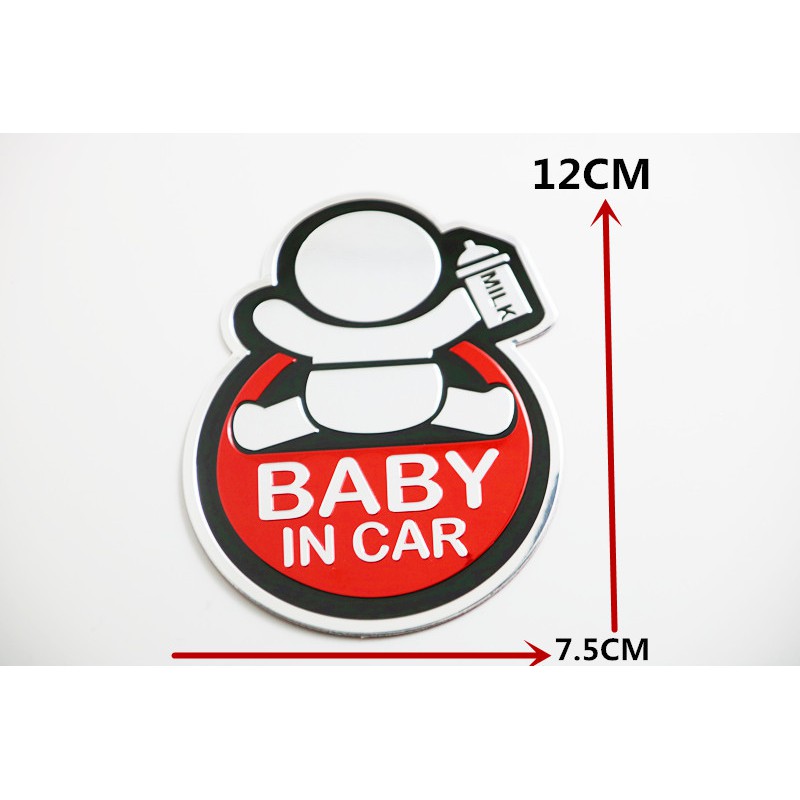 Decal kim loại hình baby in car