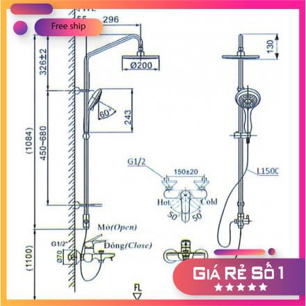 Cây Sen Tắm Đứng Inax BFV-1405S Nóng Lạnh