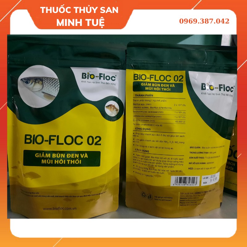 Thuốc thủy sản, men vi sinh cho cá, nước, ao, hồ đáy BioFloc02 giảm bùn đen và phân hủy nhanh - Thuốc Thủy Sản Minh Tuệ