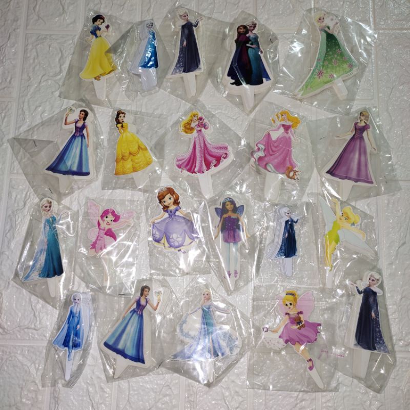 Túi 20 công chúa giấy - Thẻ cắm giấy trang trí bánh sinh nhật