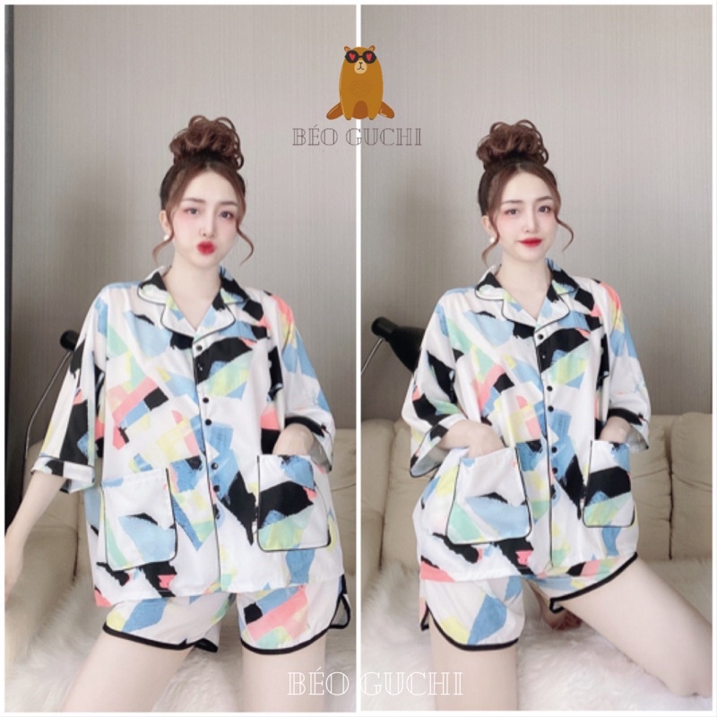 Đùi Cánh Dơi 50-110kg K1CD Béo Guchi Bigsize Pijama Lụa cao cấp -Đồ bộ nữ đồ ngủ mặc nhà