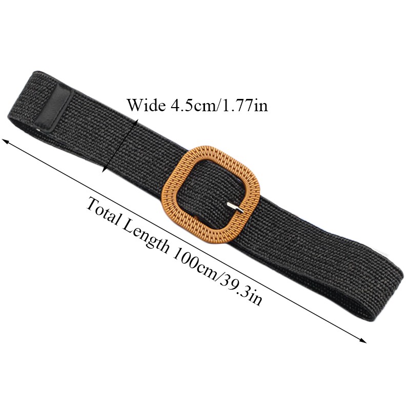 Thắt lưng vải dệt có khóa vuông thời trang dành cho nữ