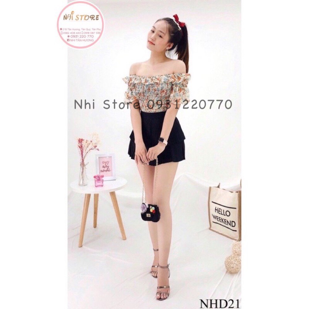 [FREESHIP 50K] ÁO CROPTOP NHISTORE BẸT VAI BÈO HOA VĂN ĐA DẠNG 45 - 55KG