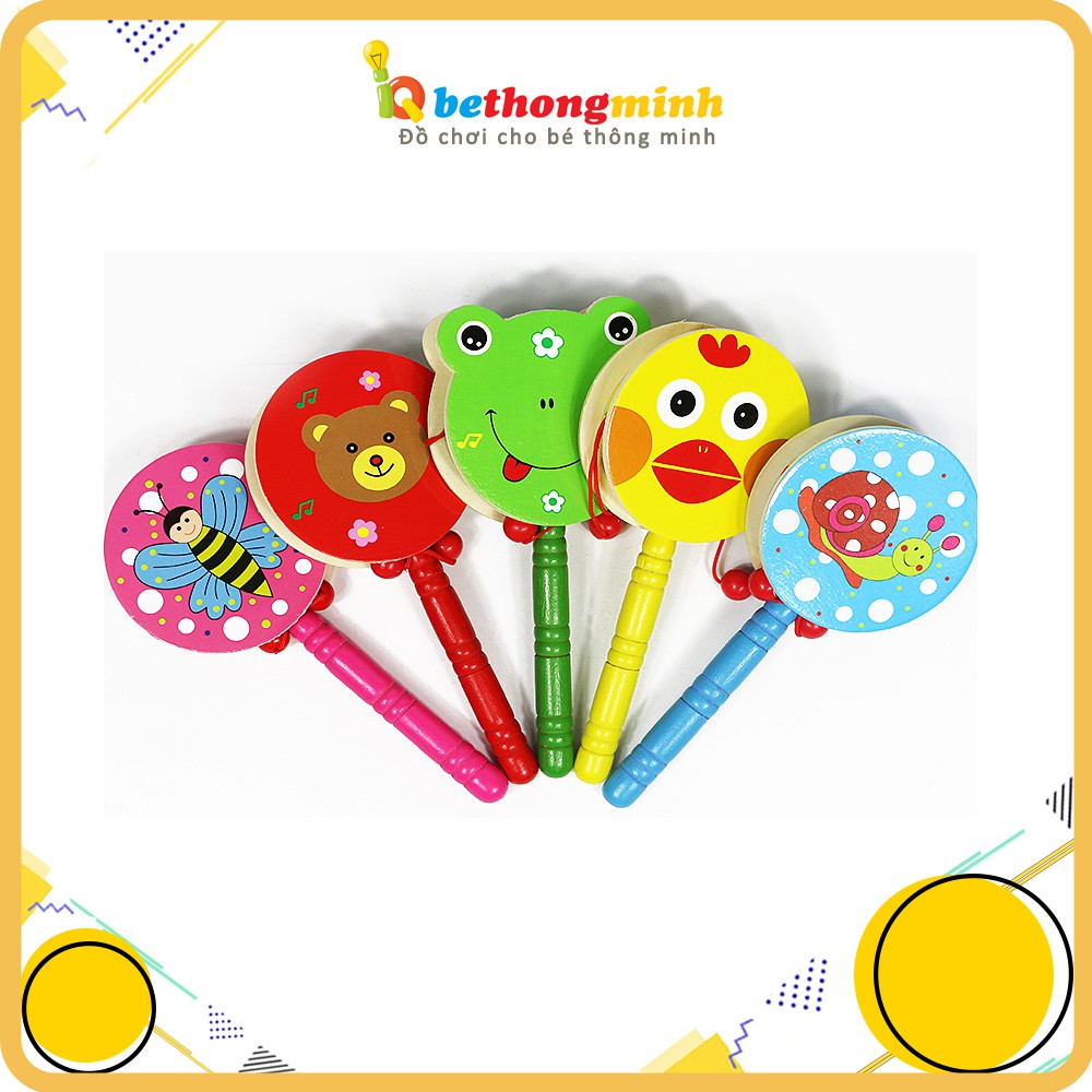 Xúc xắc trống gỗ cầm tay bằng gỗ cho bé (hình ngẫu nhiên)