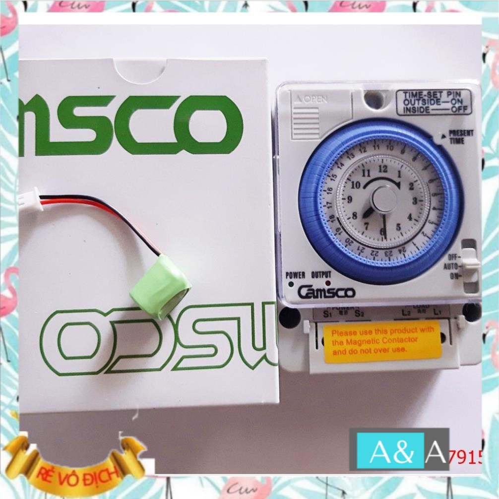 Công tắc hẹn giờ cơ CAMSCO TB35N 15A công suất lớn độ bền cao TẶNG PIN LƯU TRỮ