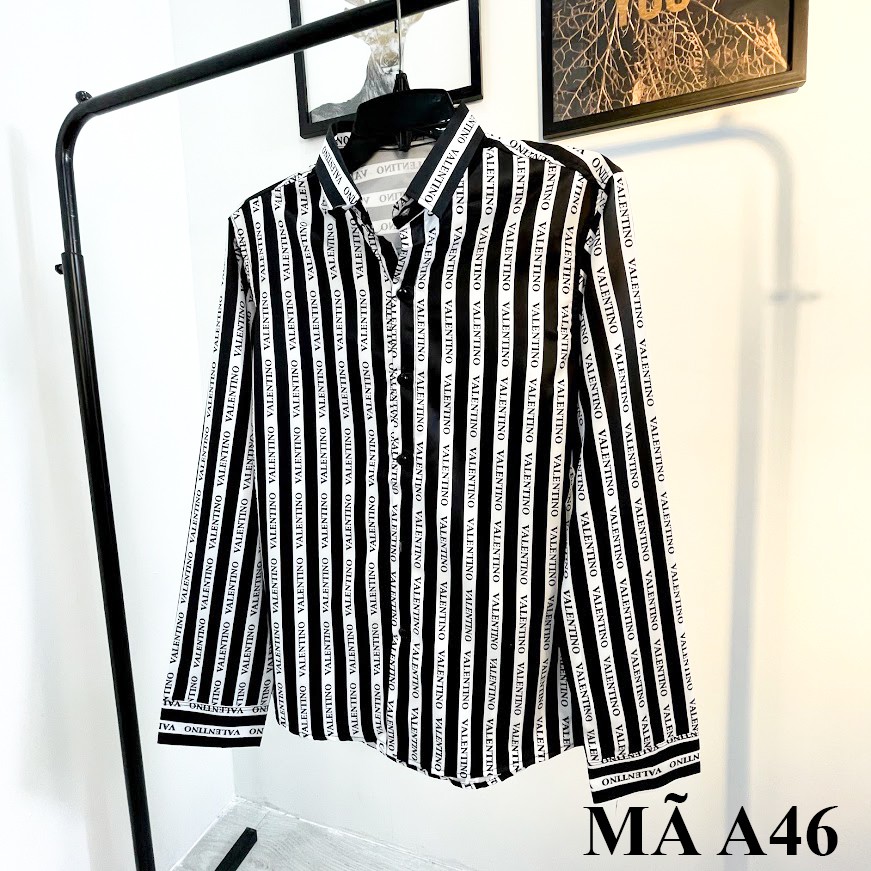 Áo sơ mi nam họa tiết A46-SỌC VALENTINO [ẢNH + VIDEO THẬT] Dài Tay Form Chuẩn, Vải Lụa, Thoáng Mát, Chống Nhăn