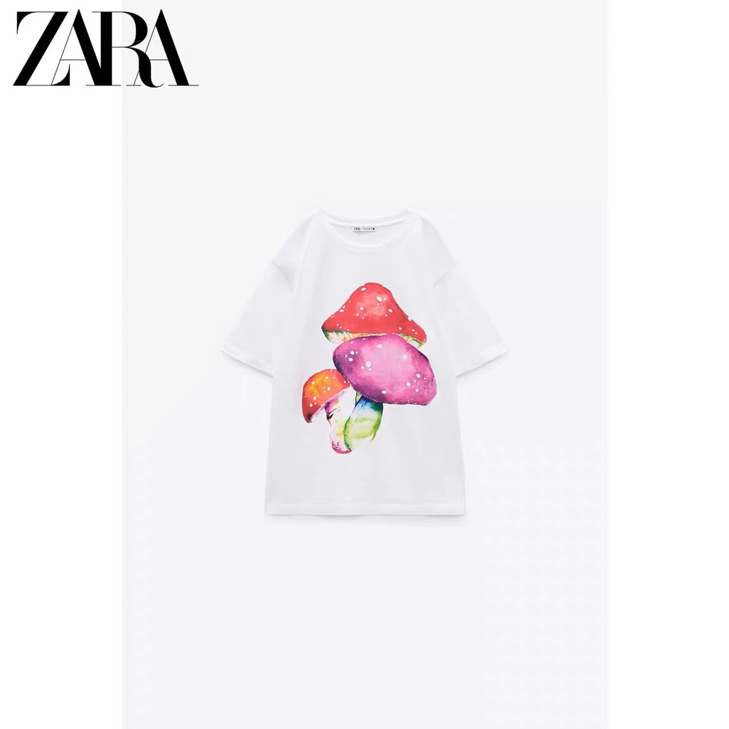 Zara Áo Thun Tay Ngắn In Họa Tiết Thời Trang Xuân Hè Cho Nữ