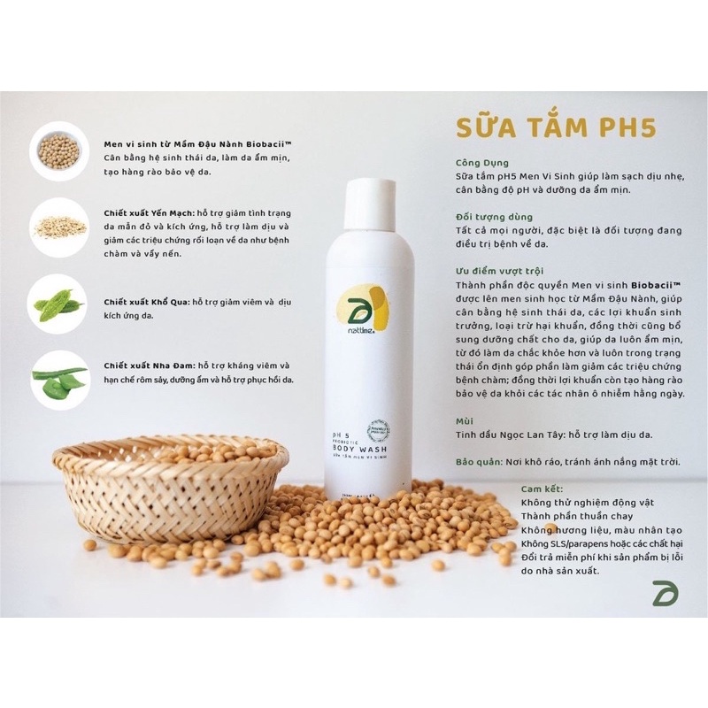 Sữa tắm, dưỡng ẩm Men vi sinh Nattime- 250ml