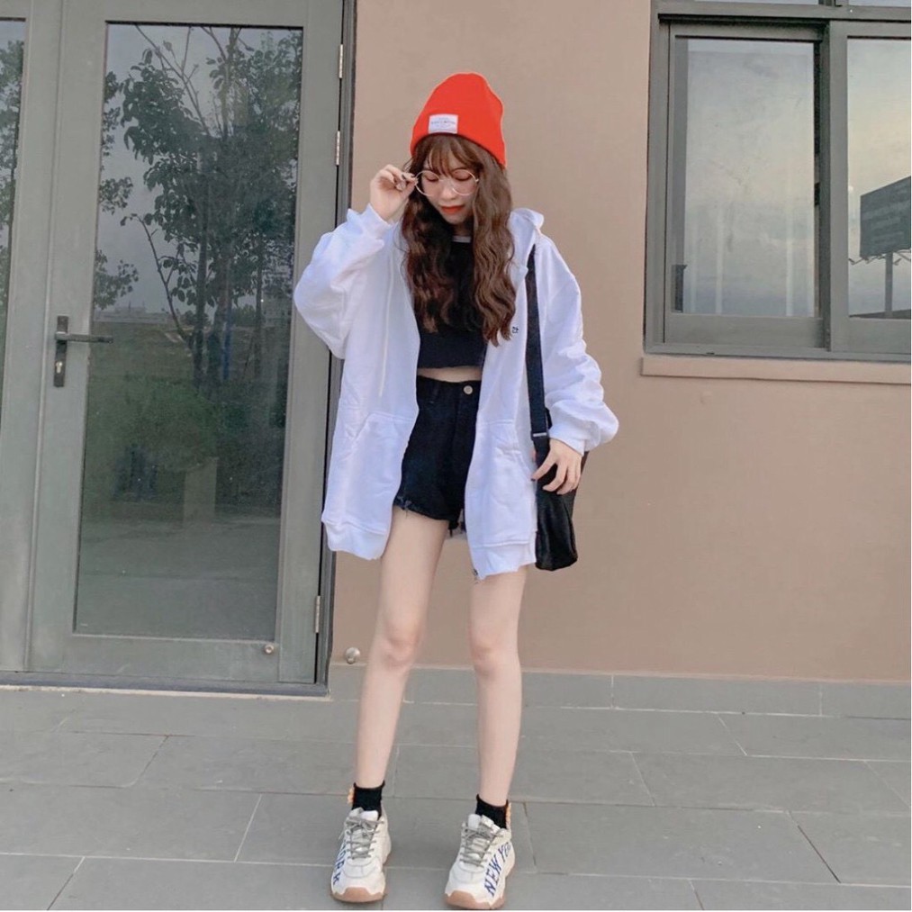 Áo Hoodie Unisex, Áo Khoác Nam Nữ Màu Trơn Họa Tiết Trái Tim (có ảnh thật) Freesize 40kg - 55kg | BigBuy360 - bigbuy360.vn