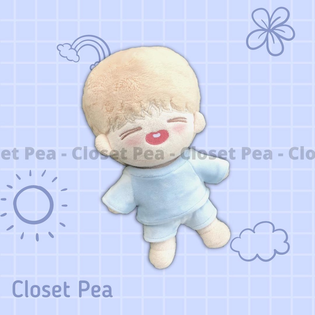 Bộ quần áo lông nhung xanh mint cho doll 10cm 15cm 20cm