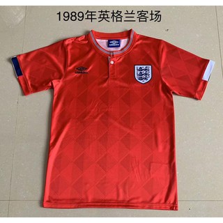 1989 England Away Red Retro Soccer Jersey Bóng đá