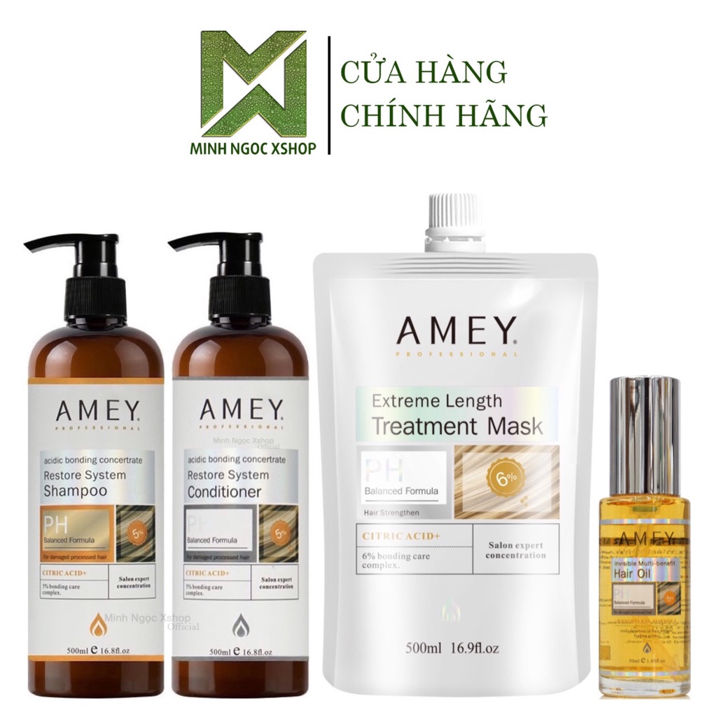 Dầu gội xả, kem ủ tóc, dầu dưỡng phục hồi tái tạo cấu trúc tóc AMEY 50/500ML
