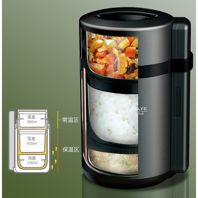 Combo hộp cơm giữ nhiệt Asvel Nhật bản (HLB-B1050CS) kèm túi, muỗng & đũa