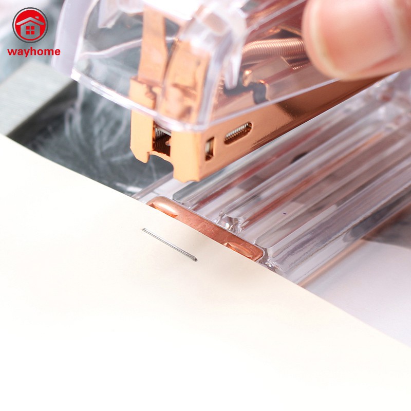 Rose Gold High-grade Transparent Plastic Stapler Office Study Binding Machine