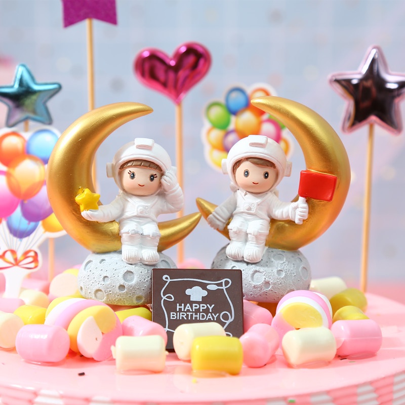 [SIÊU RẺ❤️] – Tượng Phi Hành Gia (1 Cặp) - Trang trí bánh sinh nhật bánh kem