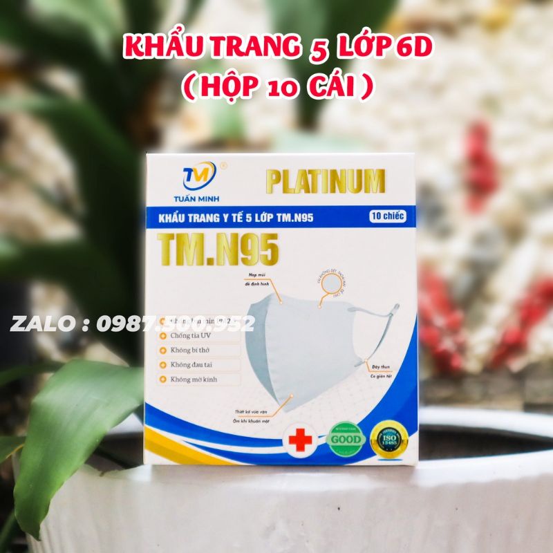 [50 chiếc] Khẩu trang 6D (TM.N95) Mask Platinum, Kháng khuẩn, chống bụi mịn - Chính hãng công ty Tuấn Minh