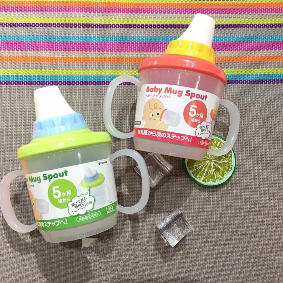 Cốc tập uống có tay cầm, vòi hút chống sặc Baby Spout Inomata Nhật Bản 230ml