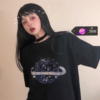 (CÓ SẴN ĐEN) Áo thun tay lỡ form rộng Galaxy Bling