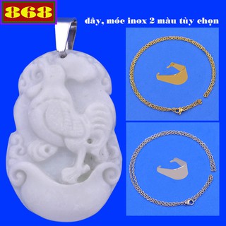 Vòng cổ dây inox mặt tuổi Dậu màu trắng - mặt dây chuyền con gà
