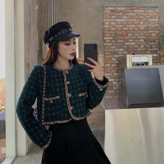 Áo khoác dạ tweed dáng ngắn
