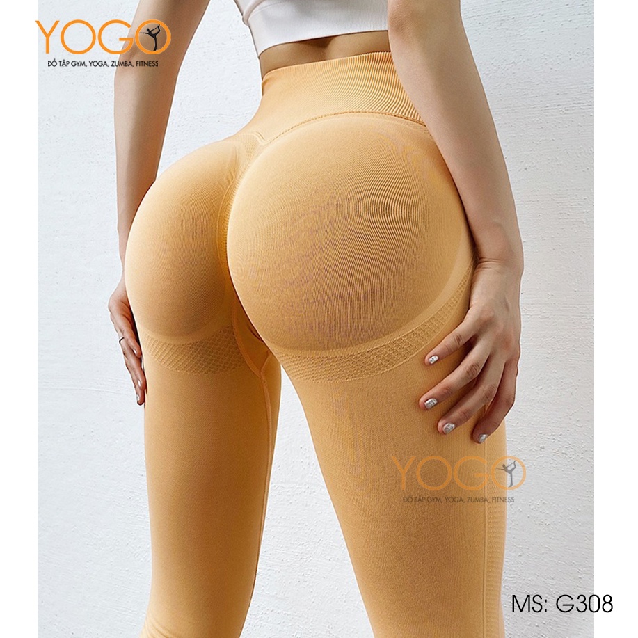 Quần legging tập gym quần thể thao nữ cạp cao nâng mông tôn dáng co giãn gen bụng định hình YOGO G308