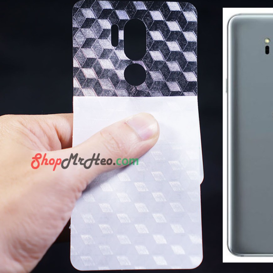 Skin Dán Mặt Sau Lưng Vân 3D LG G7 ThinQ - Carbon, Hình hộp, Nhám, Vân da