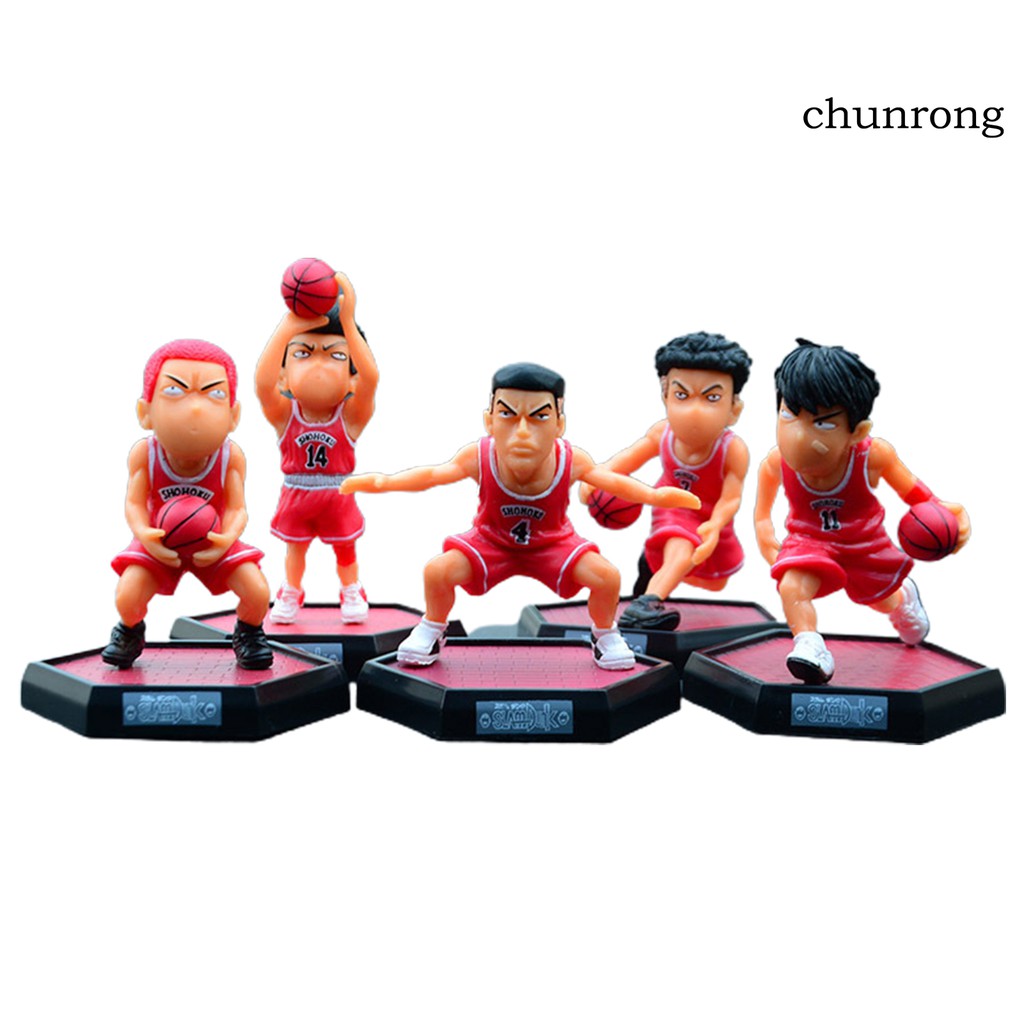 CR+5Pcs Slam Dunk Anime Figure Hanamichi Sakuragi Kaede Rukawa Model Toys Ornaments