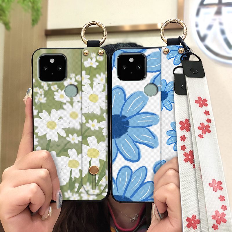 Anti-dust New Arrival Phone Case For Google Pixel 5 Soft sunflower Dirt-resistant Kickstand Lanyard Wristband