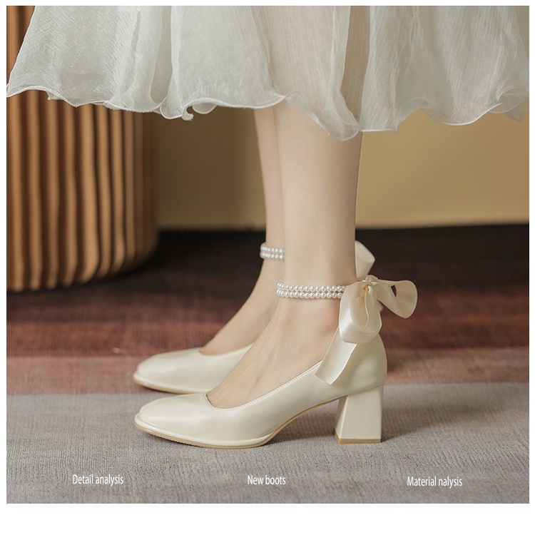 Giày Cao Gót Mũi Vuông Size Lớn 35-43 Thời Trang Pháp Dành Cho Nữ / 41-42