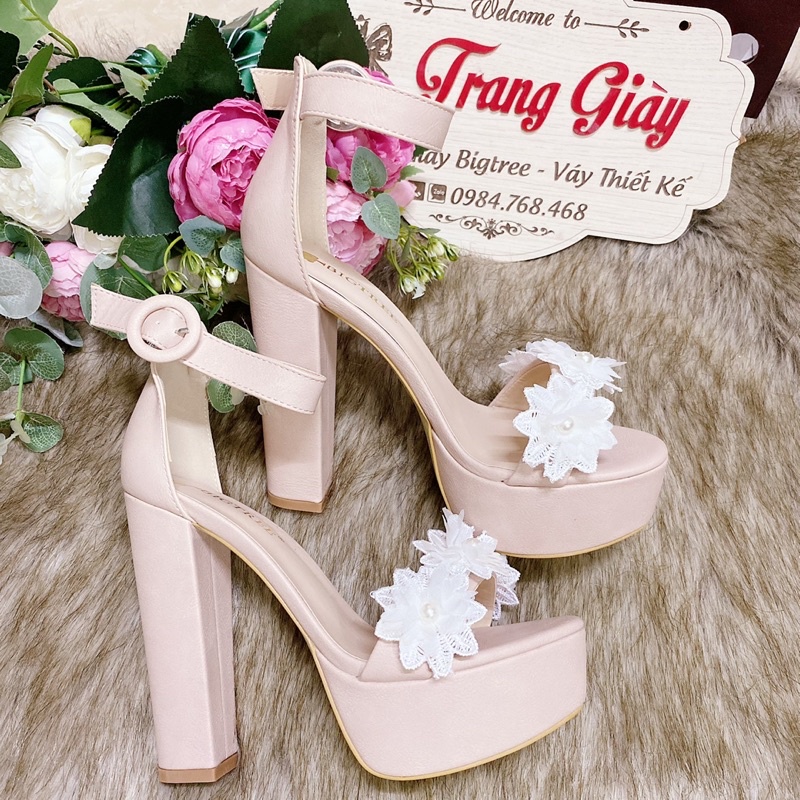 GIÀY CƯỚI THIẾT KẾ CÔ DÂU, GIÀY CƯỚI ĐẾ VUÔNG, XĂNG ĐAN