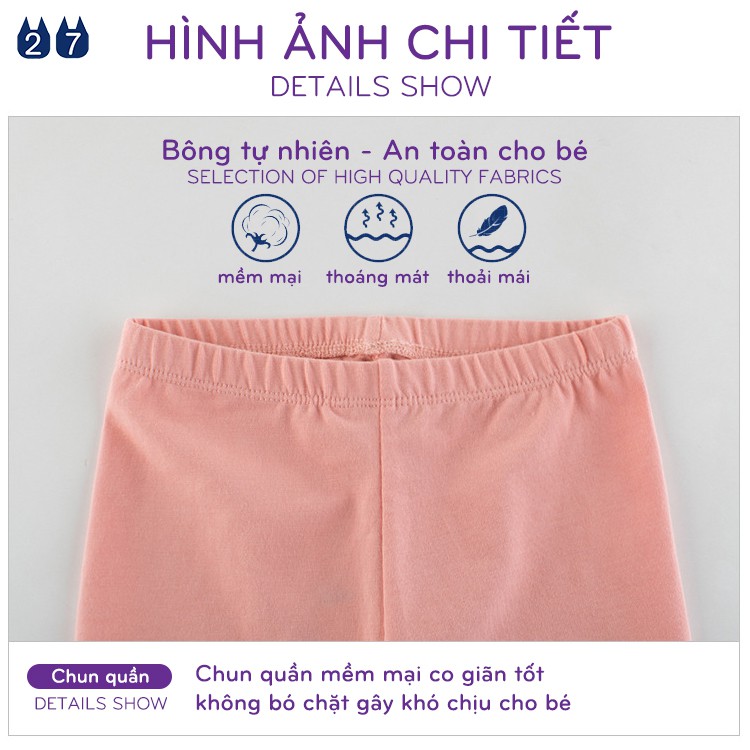 Quần thun lửng bé gái 27HOME họa tiết đáng yêu chất cotton mềm mại