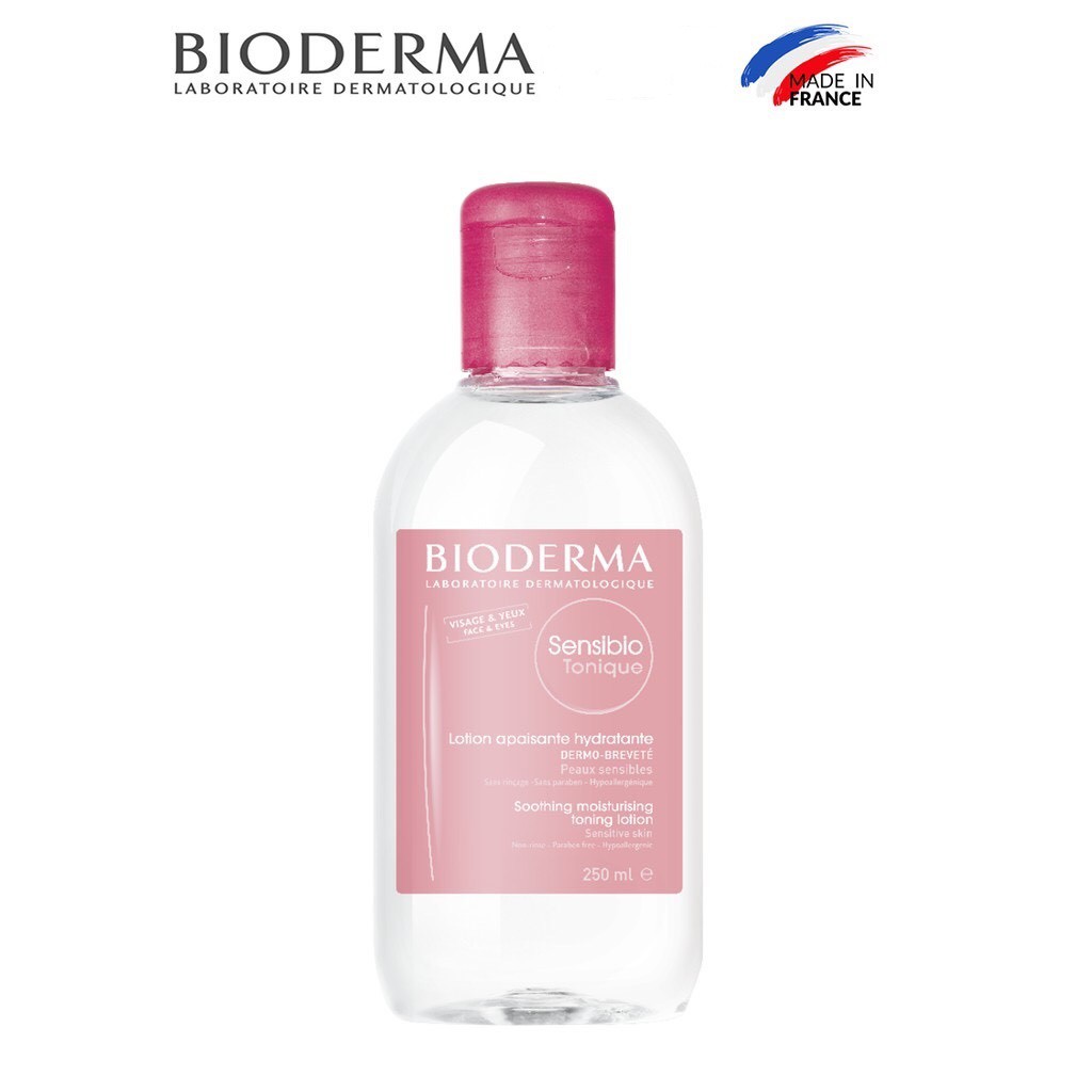 (NK chính hãng) Dung dịch cân bằng dưỡng ẩm và làm dịu da nước hoa hồng Bioderma Sensibio Tonique 250ml, 100ml