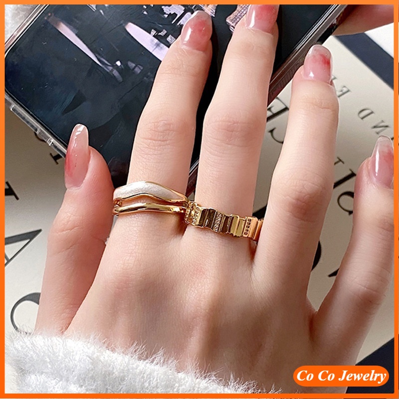 Nhẫn Đôi Màu Trắng Thời Trang Hàn Quốc Cá Tính Cocojewery