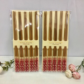 Set 5 đôi đũa hoa đỏ (mẫu mới - Made in Japan)