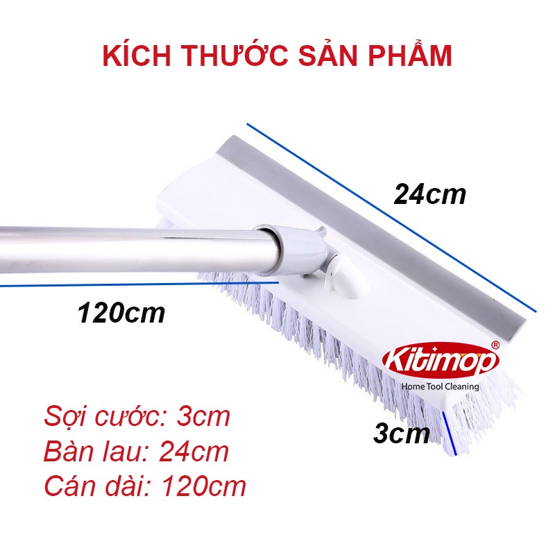 Cây cọ nhà vệ sinh Kitimop-Z3 dễ dàng điều chỉnh độ dài, đầu chổi xoay 180 độ, bảo hành 12 tháng