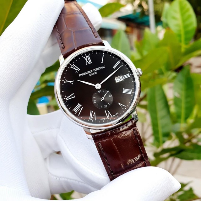 Đồng Hồ Nam Frederique Constant FC-245BR5S6-DBR Slimline Date Brown Leather Men’s Watch