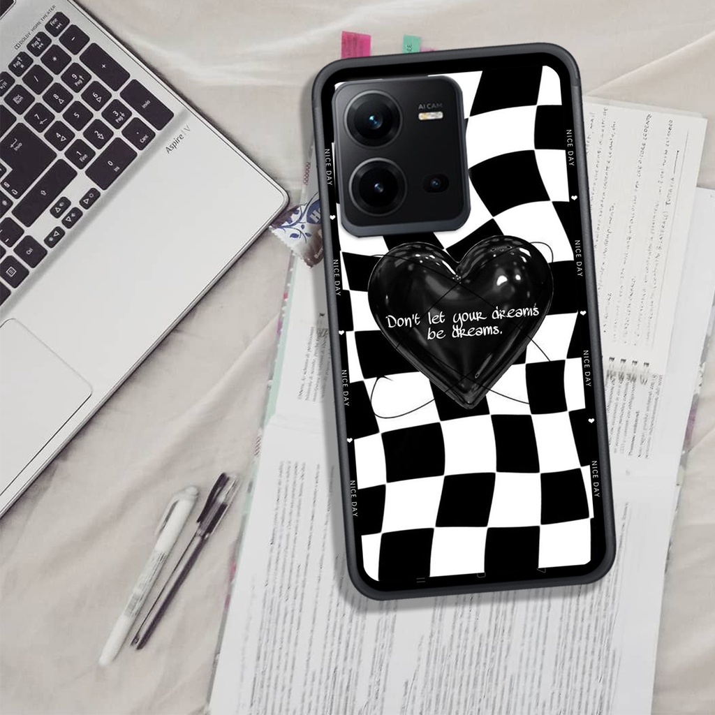 Ốp Lưng VIVO V25 - V25E, In Hình Heart - Black Siêu Đẹp.