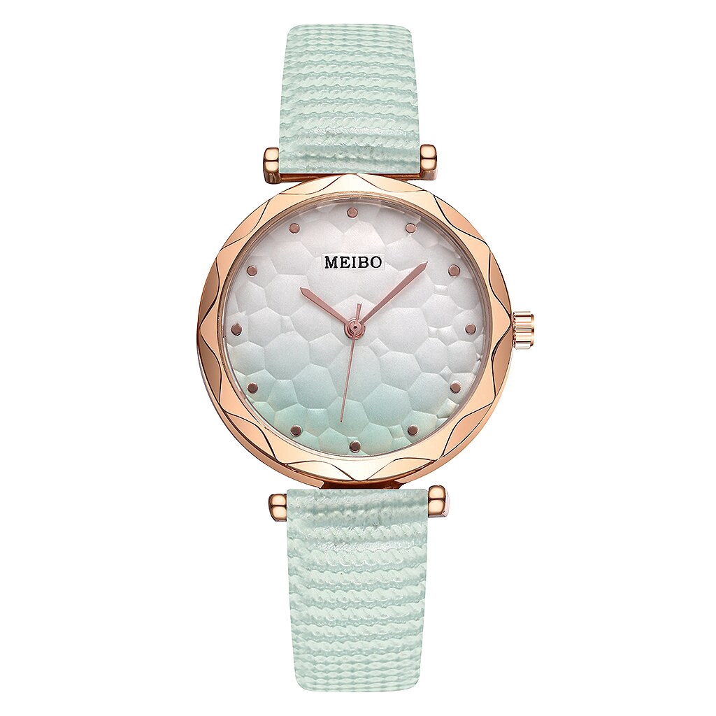 Đồng hồ đeo tay thạch anh dây da màu gradient thời trang cho nữ | WebRaoVat - webraovat.net.vn