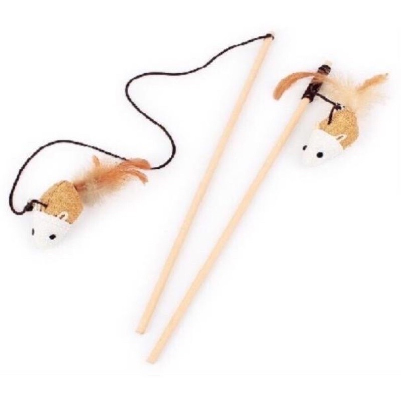 Cần câu chuột vải cán gỗ cho mèo