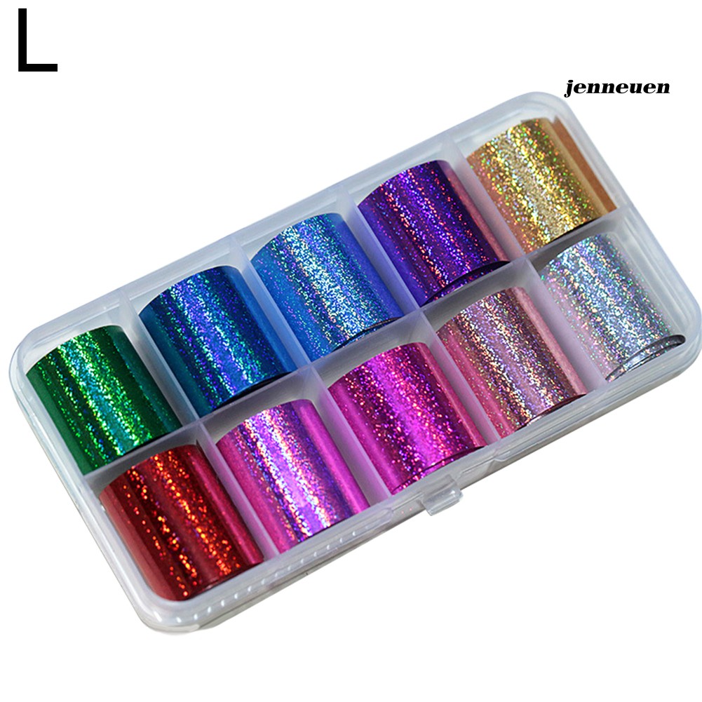 [Hàng mới về] Bộ 10 Cuộn Giấy Lá Kim Loại Lập Thể Dán Móng Trang Trí Nghệ Thuật