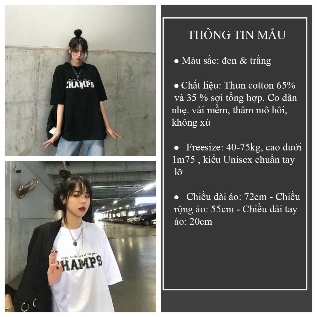 Áo thun tay lỡ Unisex áo phông form rộng nam nữ CHAMP chất thun cotton - VIETSTAR | BigBuy360 - bigbuy360.vn