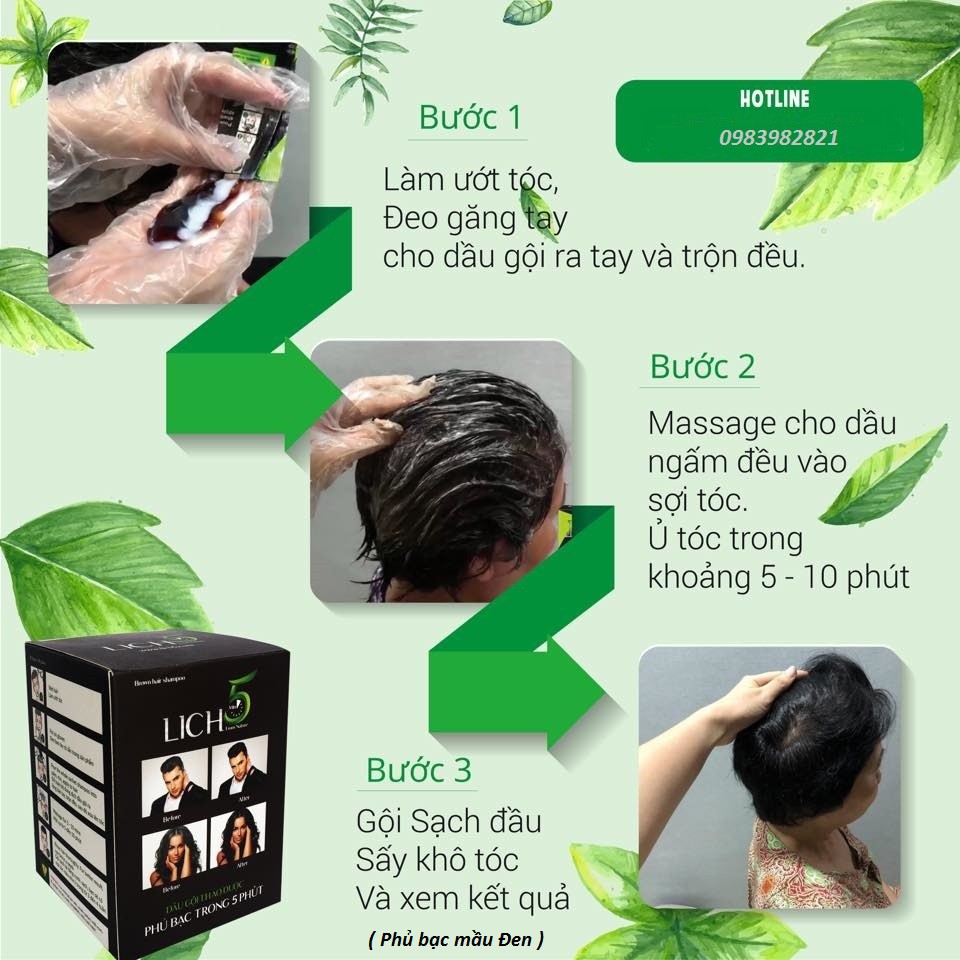 Dầu Gội Thảo Dược Đen Tóc Lich5 Hộp 10 gói | BigBuy360 - bigbuy360.vn